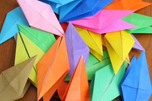 origami 002web Half folded cranes