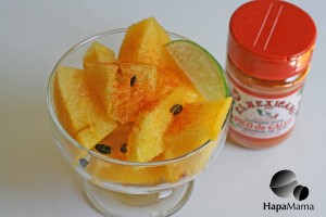 Yellow watermelon with chile