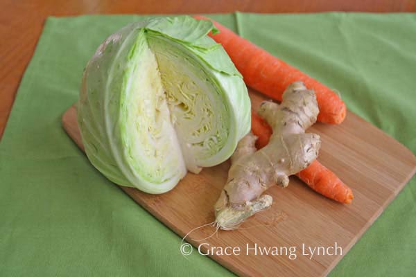 Cabbage, ginger, carrot