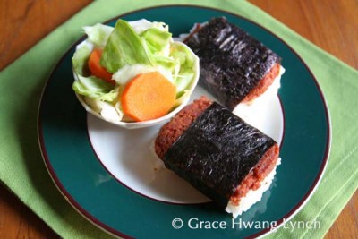 Corned Beef musubi and Cabbage