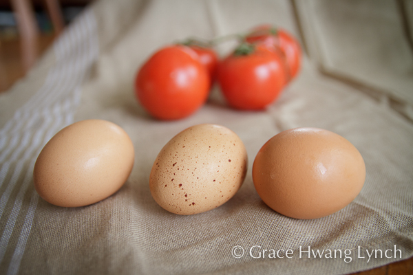 Three brown eggs